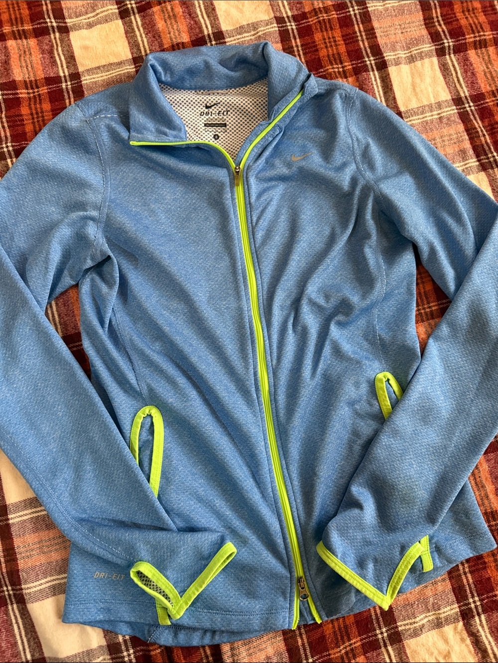 Nike Sky Blue Zip-Up Jacket with Neon Yellow Trim